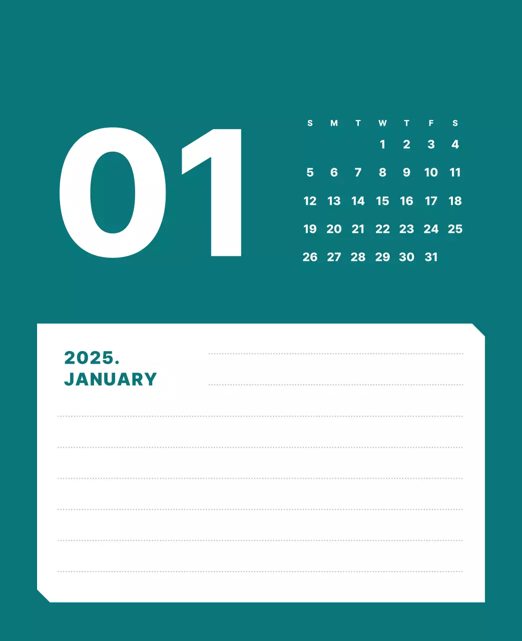 カラフルでシンプルな数字カレンダー