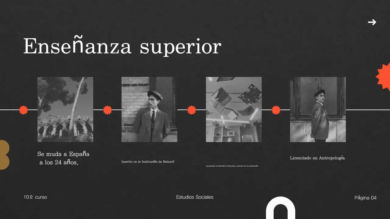 plantilla de presentación de biografía vintage beige