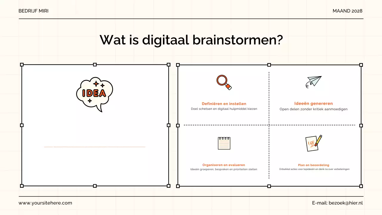 oranje moderne brainstormgids