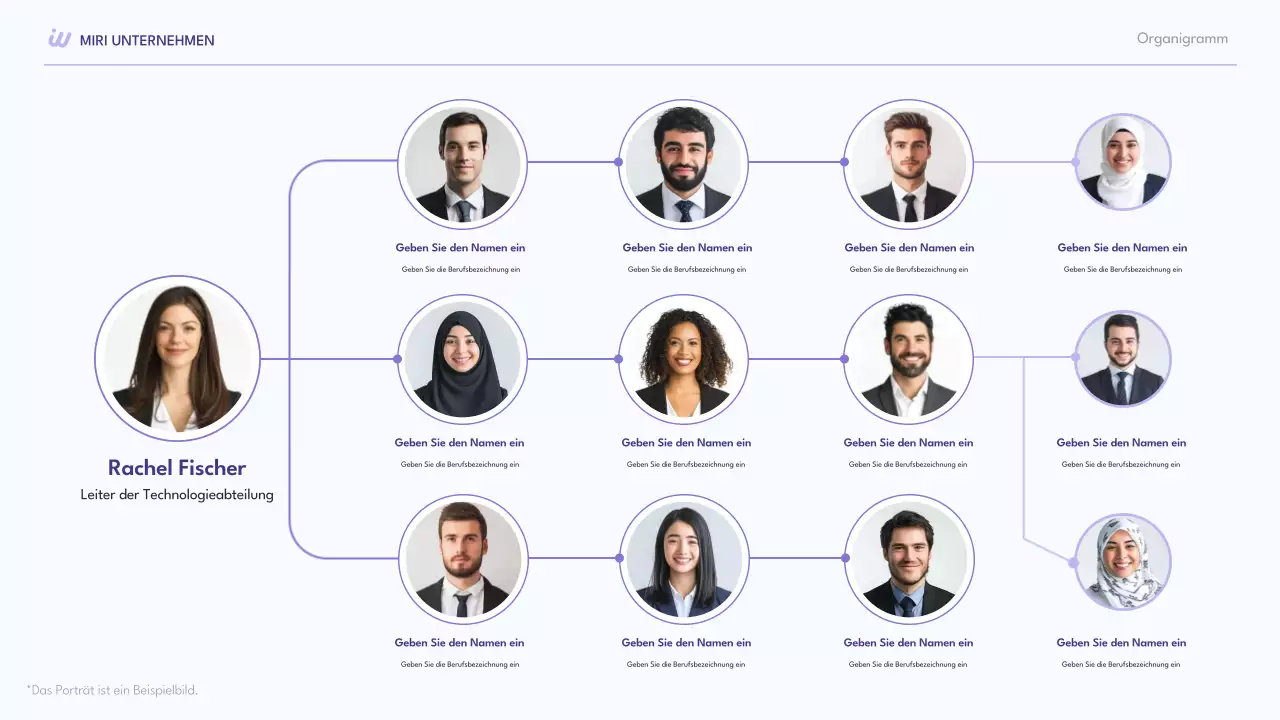lila moderne Sammlung von Organigrammen Layout