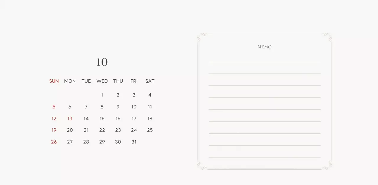 アイボリーとグリーンのシンプルな2025年花柄卓上カレンダー