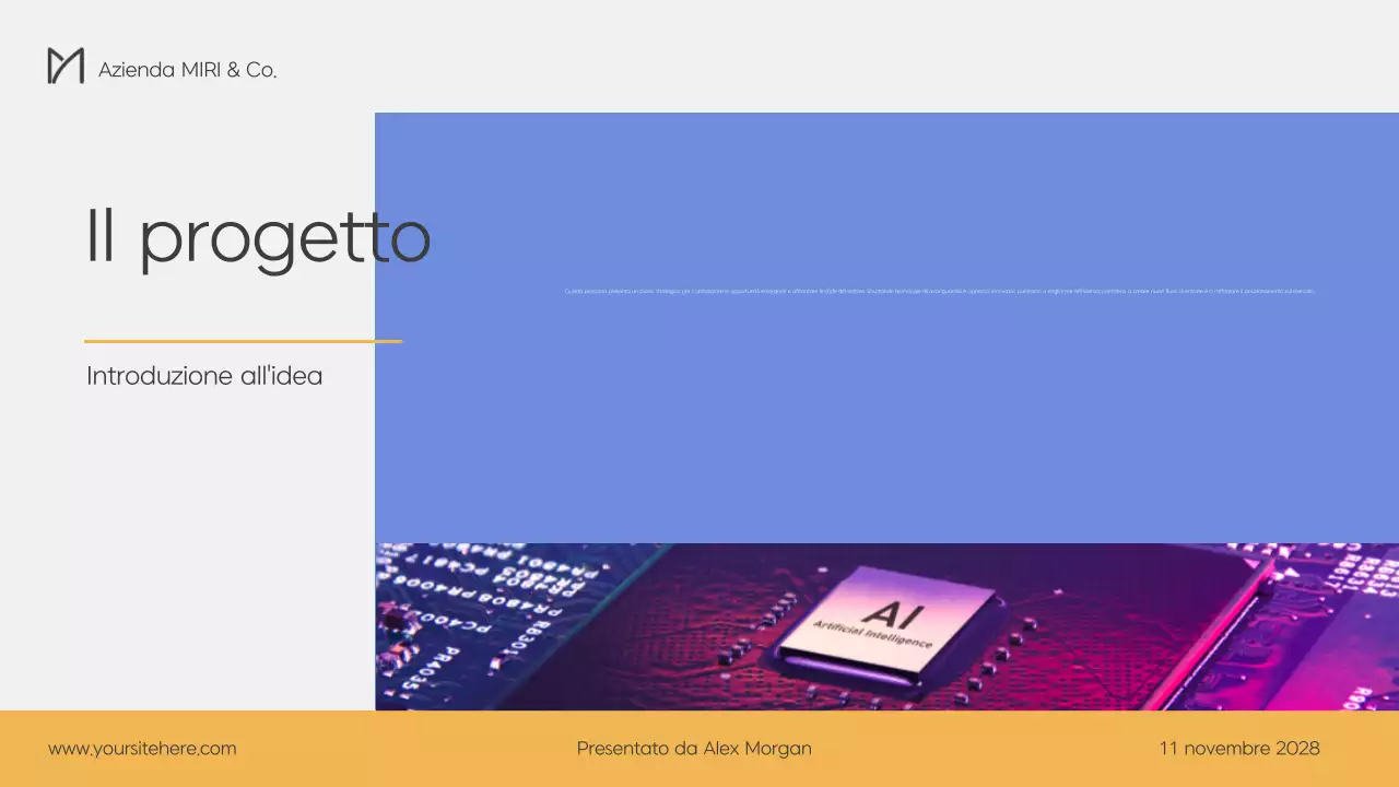 Un moderno business plan in blu e giallo