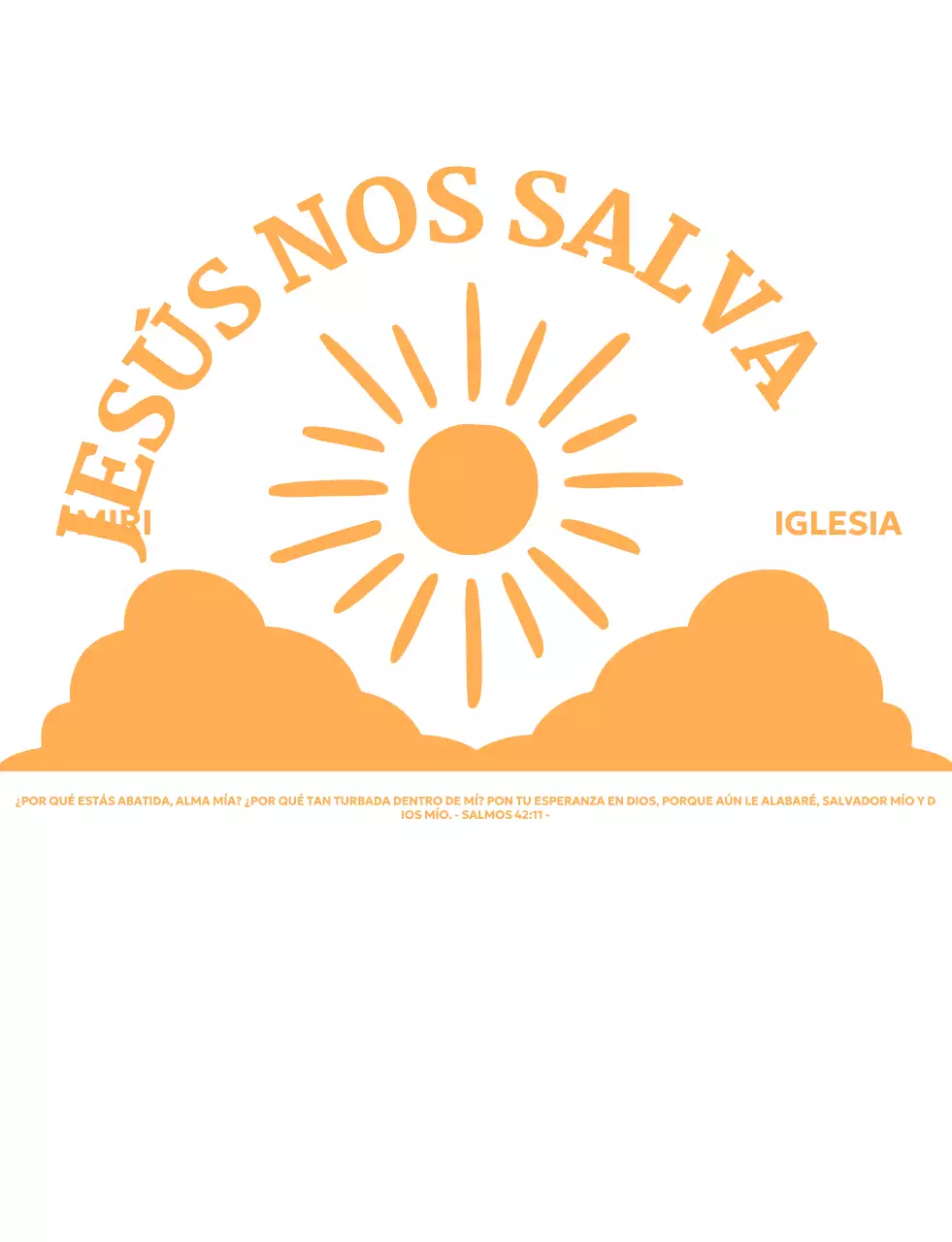Promover una iglesia sencilla con una ilustración del sol saliendo por encima de las nubes.