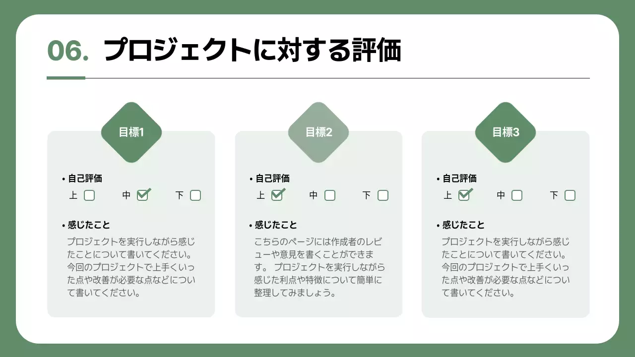 緑 シンプル ビジネス 報告書 プレゼンテーション