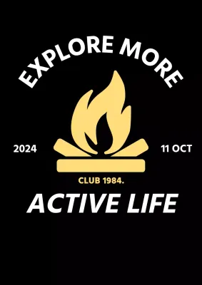 Promosi berkemah sederhana dengan ikon api unggun