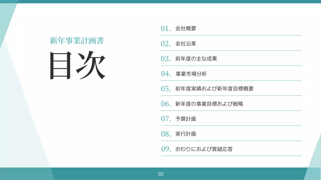 水色 シンプル ビジネス 企画書 プレゼンテーション