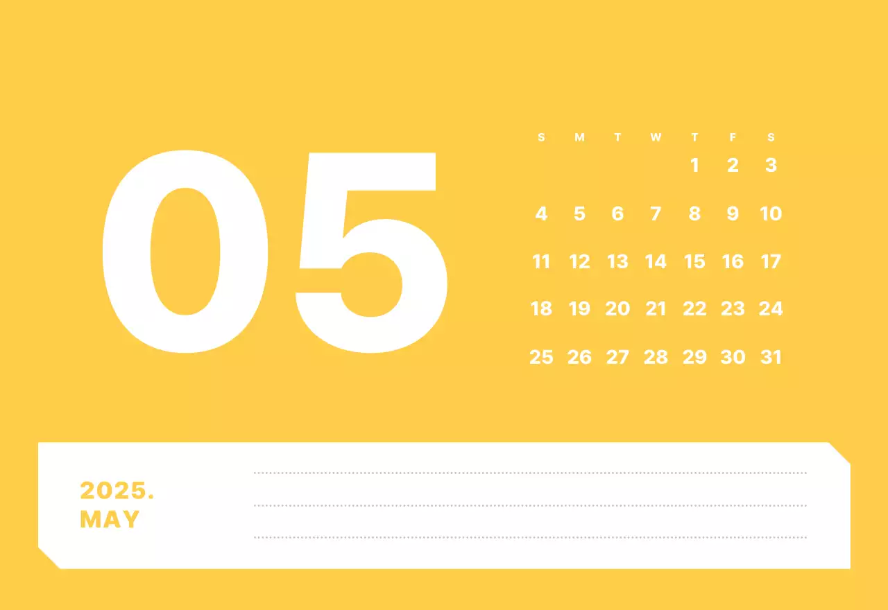 カラフルでシンプルな数字カレンダー