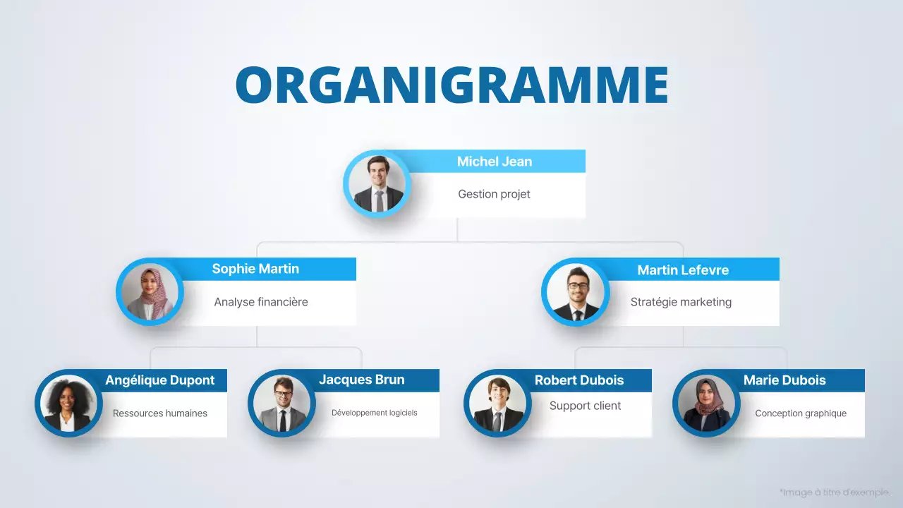 organigramme bleu et gris