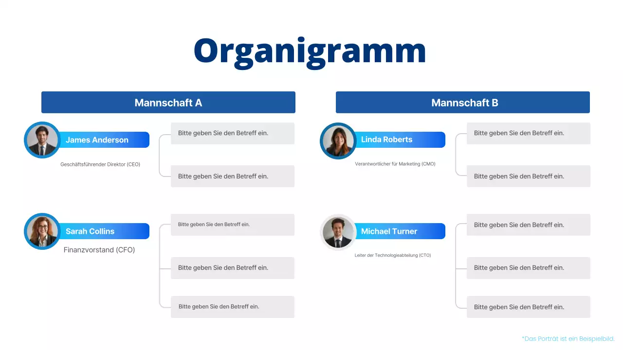 blau einfaches Organigramm Layout