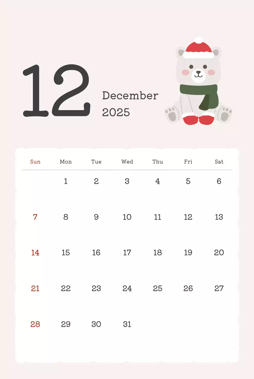 カラフルでかわいいイラストカレンダー