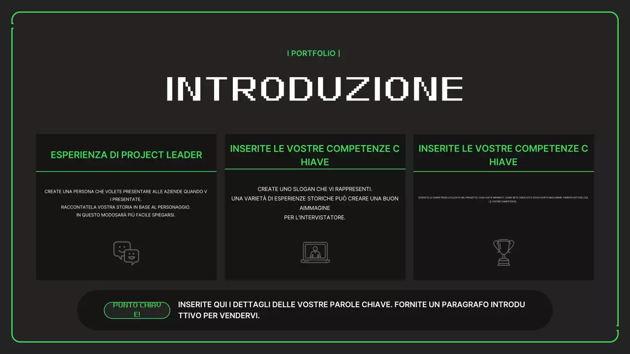 Portfolio con semplici illustrazioni pixelate in colori neon per il nuovo anno