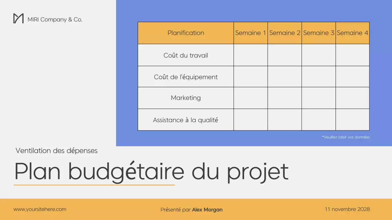 Plan d'affaires moderne en bleu et jaune