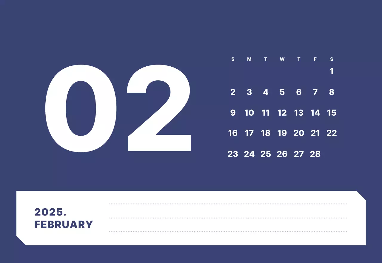 カラフルでシンプルな数字カレンダー