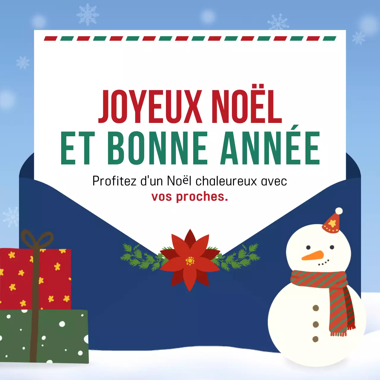 Invitation de Noël en bleu