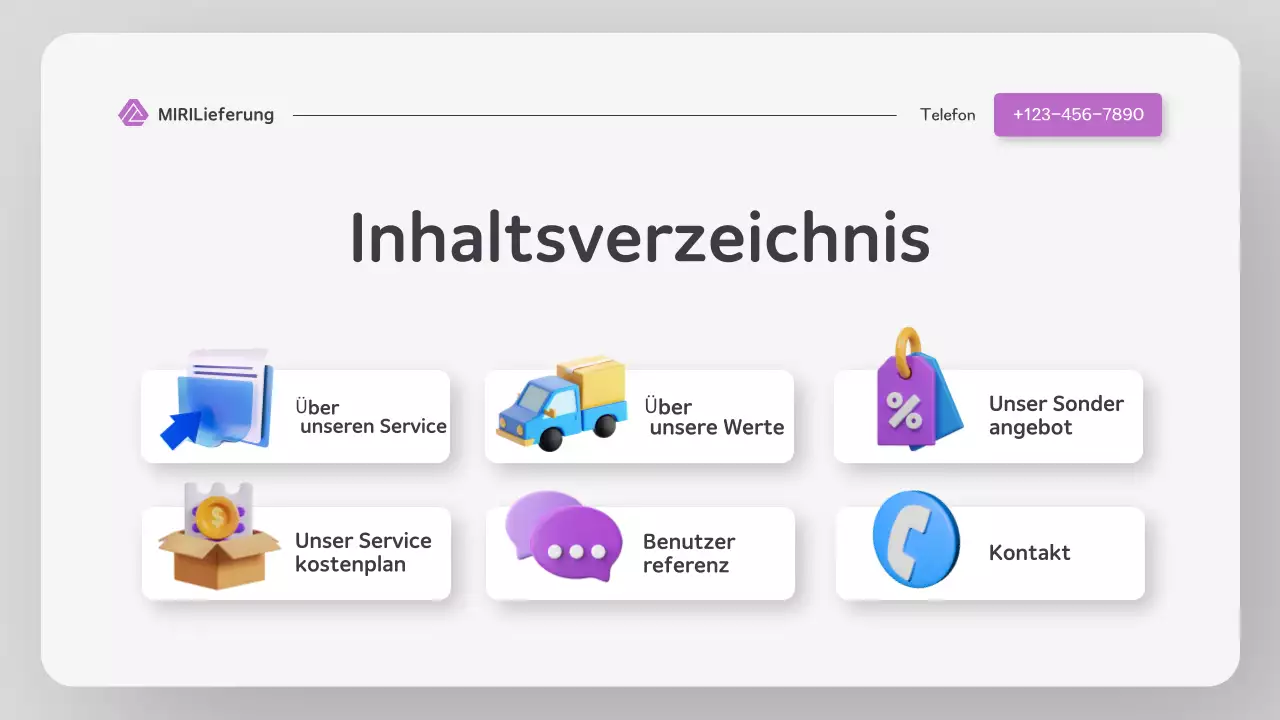 Moderne farbenfrohe Website im Stil einer Lieferpräsentation