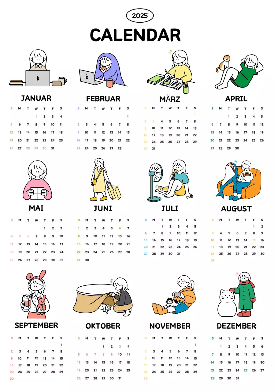 Bezaubernder Kalender Jahresplan