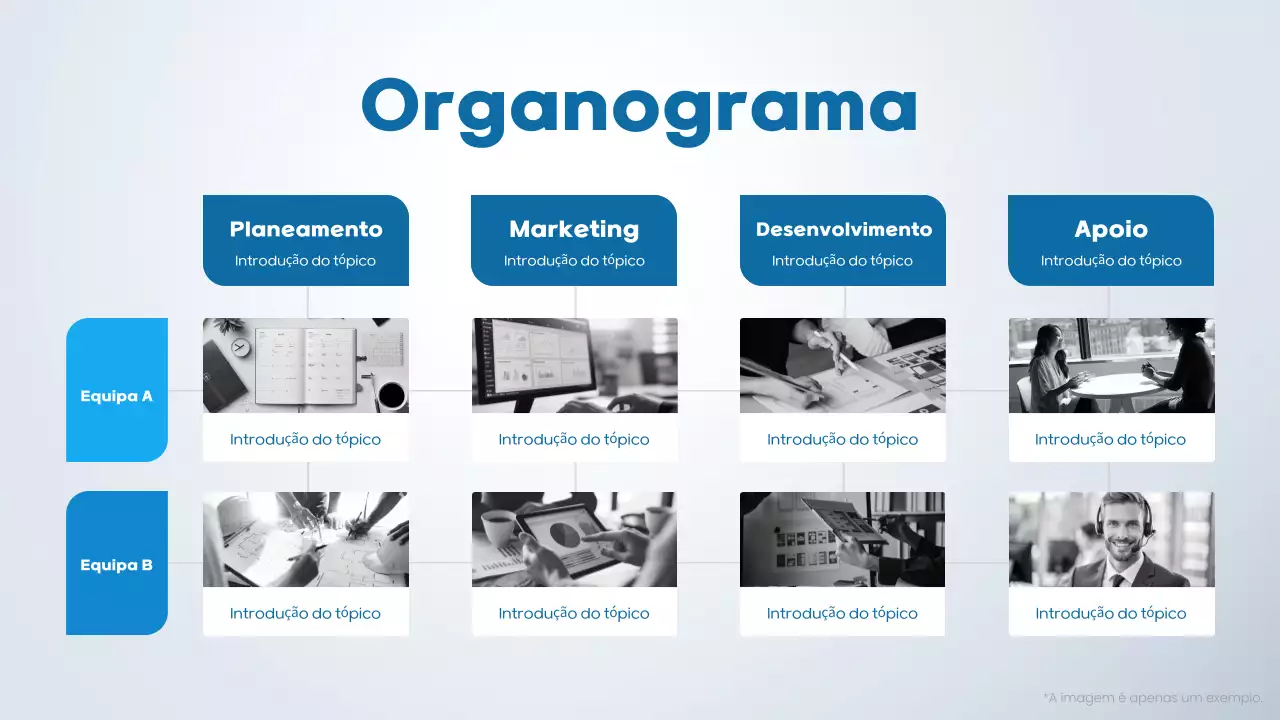 desenho de organograma de matriz básica azul