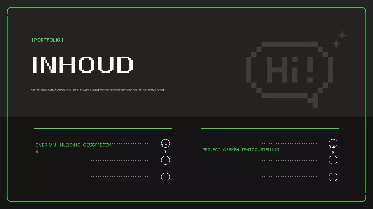 Portfolio met eenvoudige korrelige illustraties in neonkleuren voor het nieuwe jaar