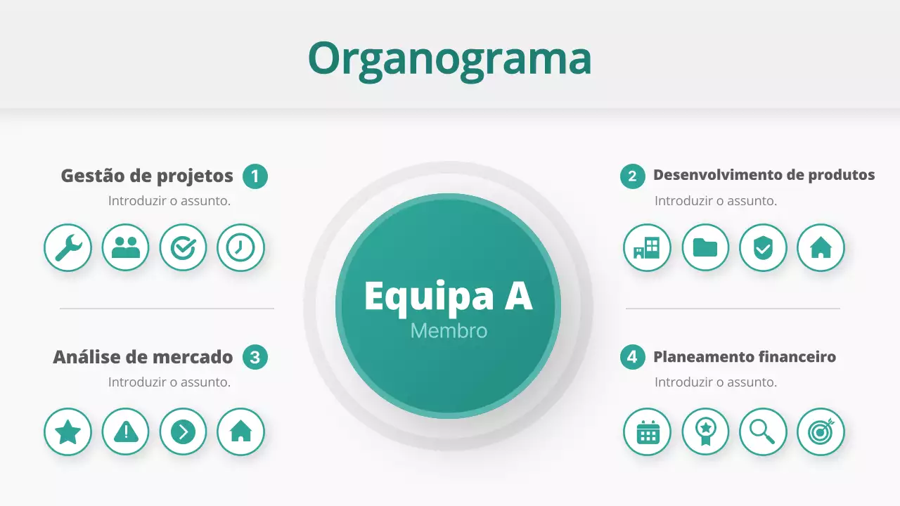 desenho de organigrama simples em azul-petróleo