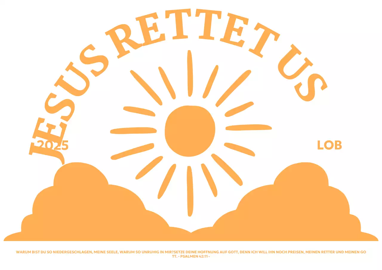 Förderung einer einfachen Kirche mit einer Illustration der über den Wolken aufgehenden Sonne