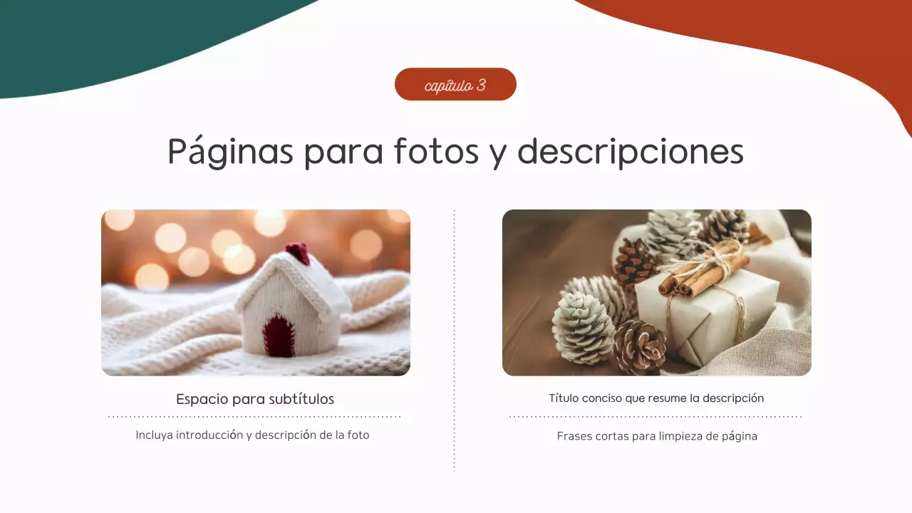 Informe de fin de año en un patrón geométrico de rojo y verde