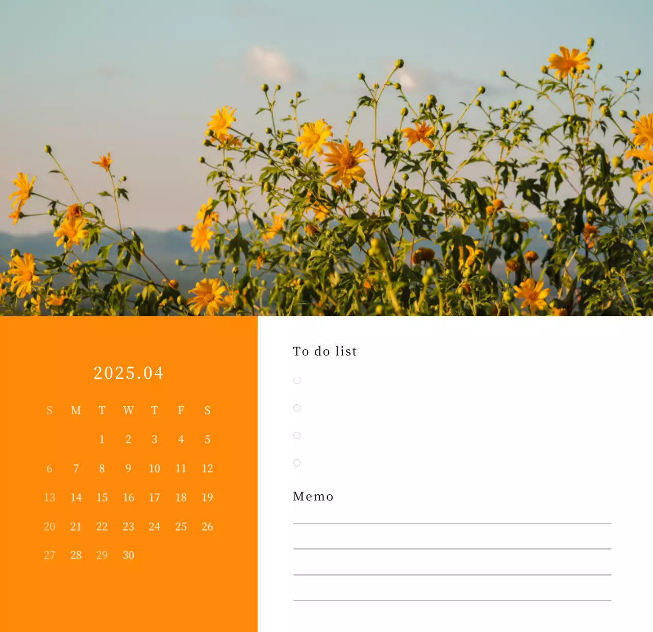 カラフルで美しい花のカレンダー