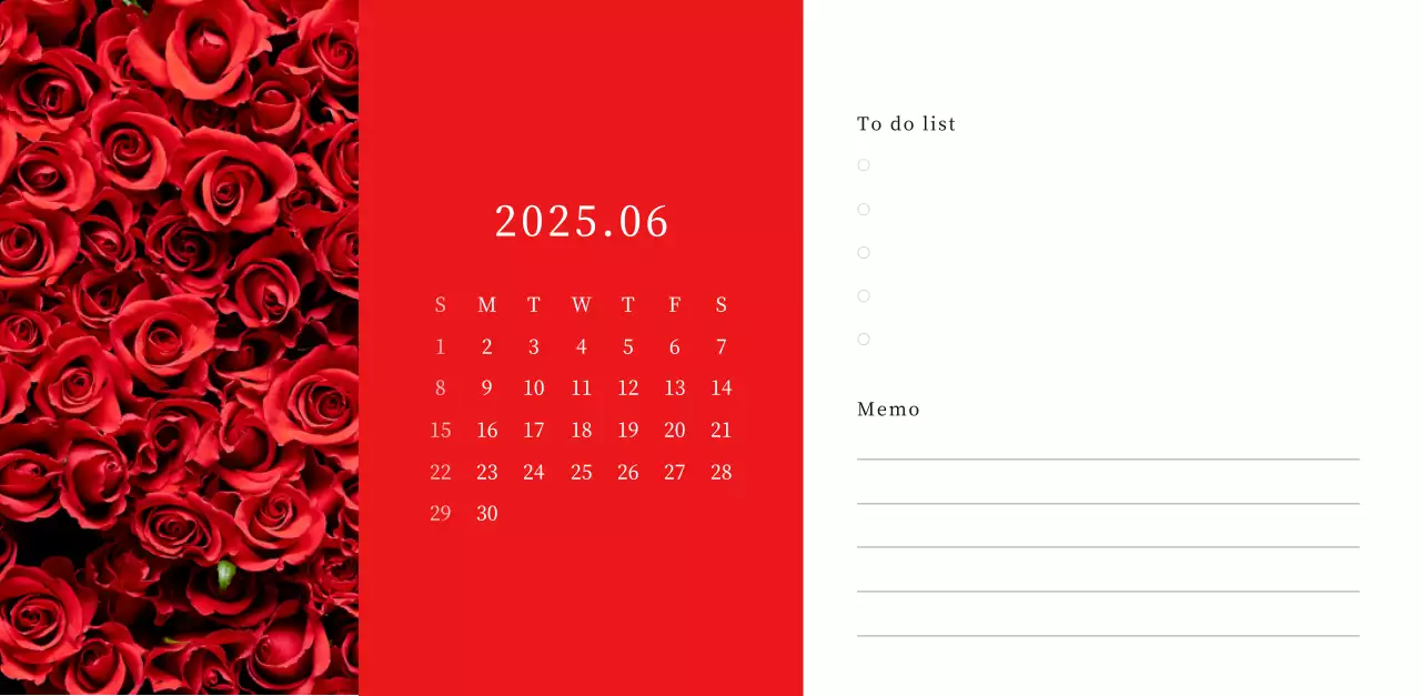 カラフルで美しい花のカレンダー