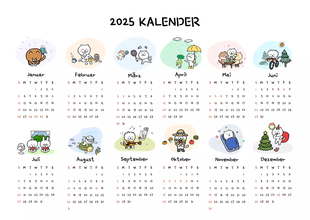 Hellblauer bezaubernder Kalender