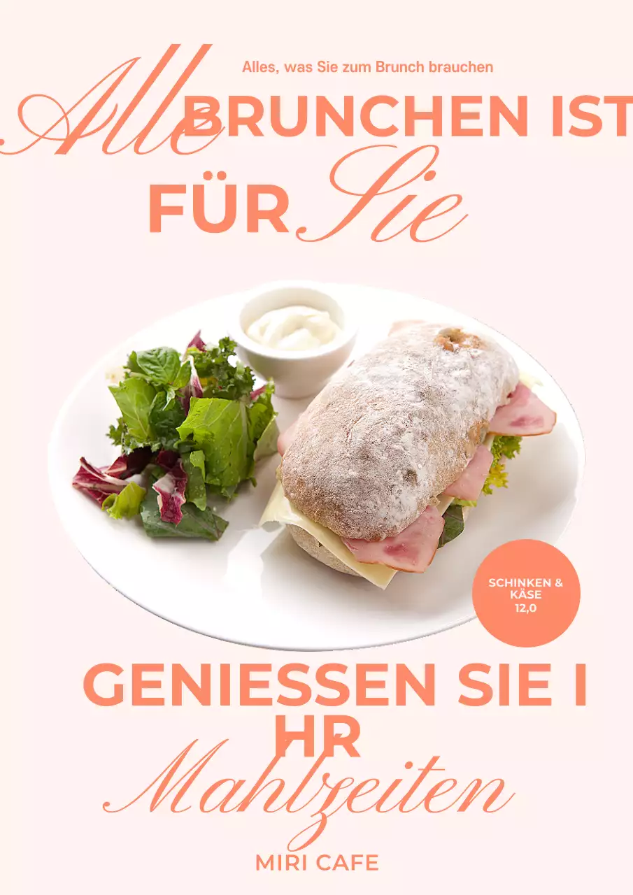Werbung für ein beigefarbenes modernes Brunch-Menü