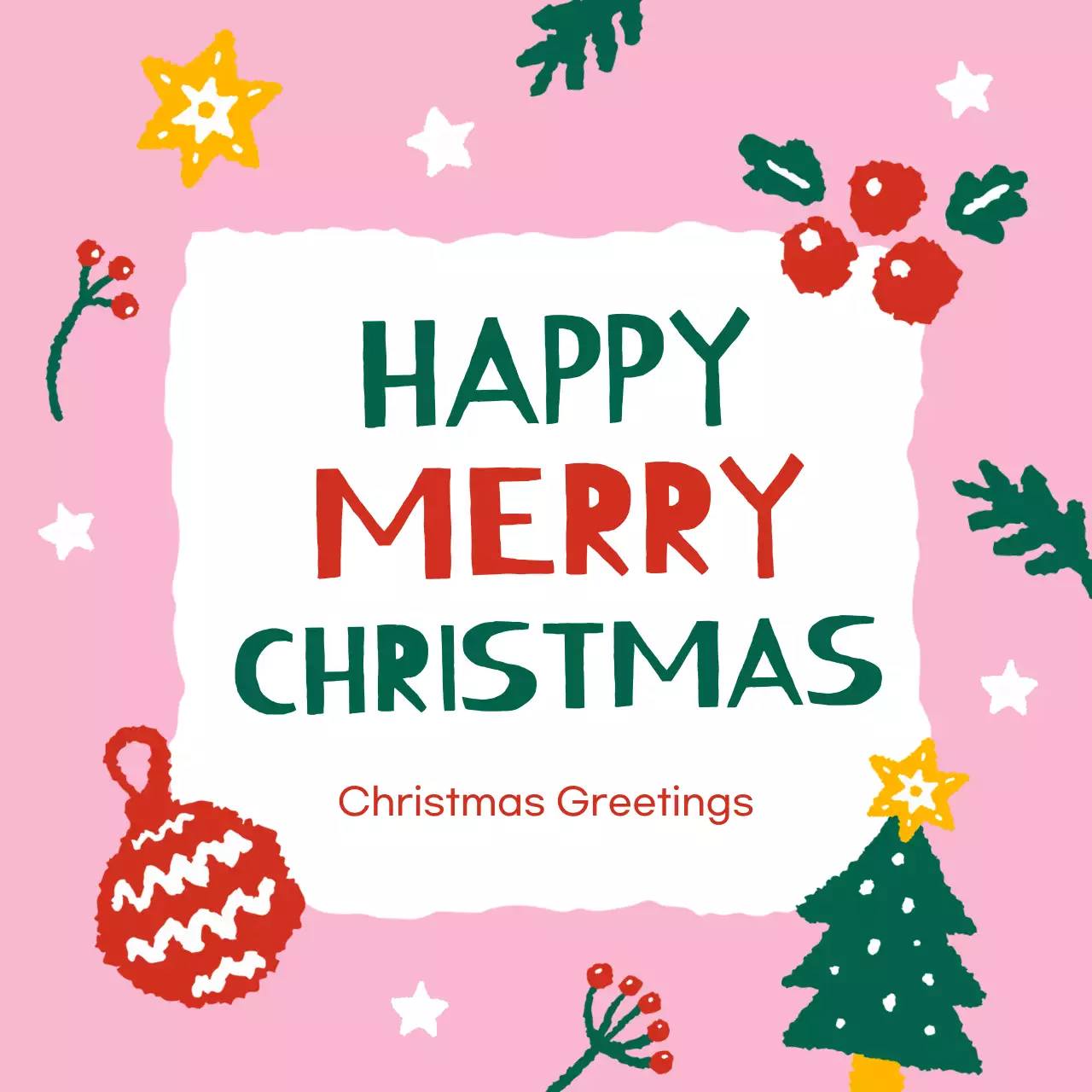 Pink Vintage Holiday Greetings Card Instagram Carousel