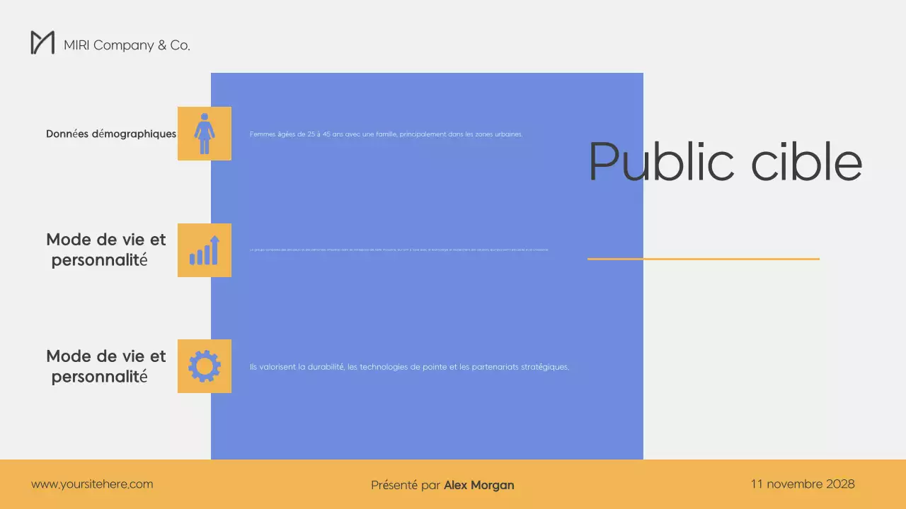 Plan d'affaires moderne en bleu et jaune