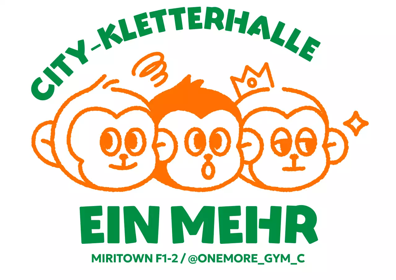 Kitschiges Workout-Logo mit Affen-Illustration
