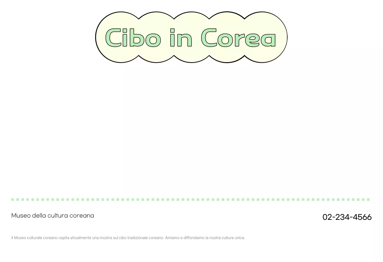 Cartolina con cibo coreano tradizionale alla menta