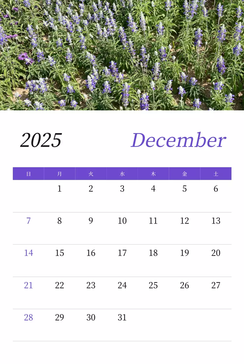 カラフルで高級感のあるフラワーカレンダー