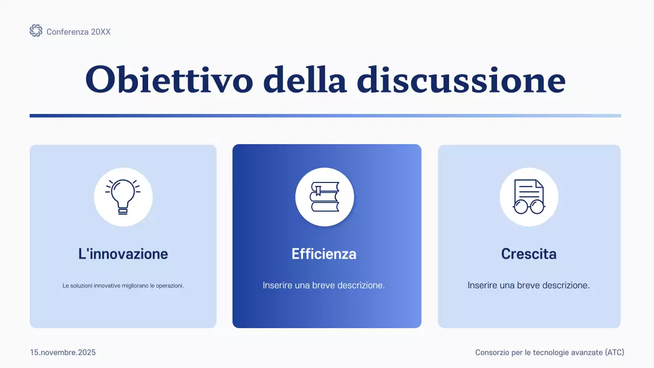 annuncio della conferenza sul futuro moderno blu