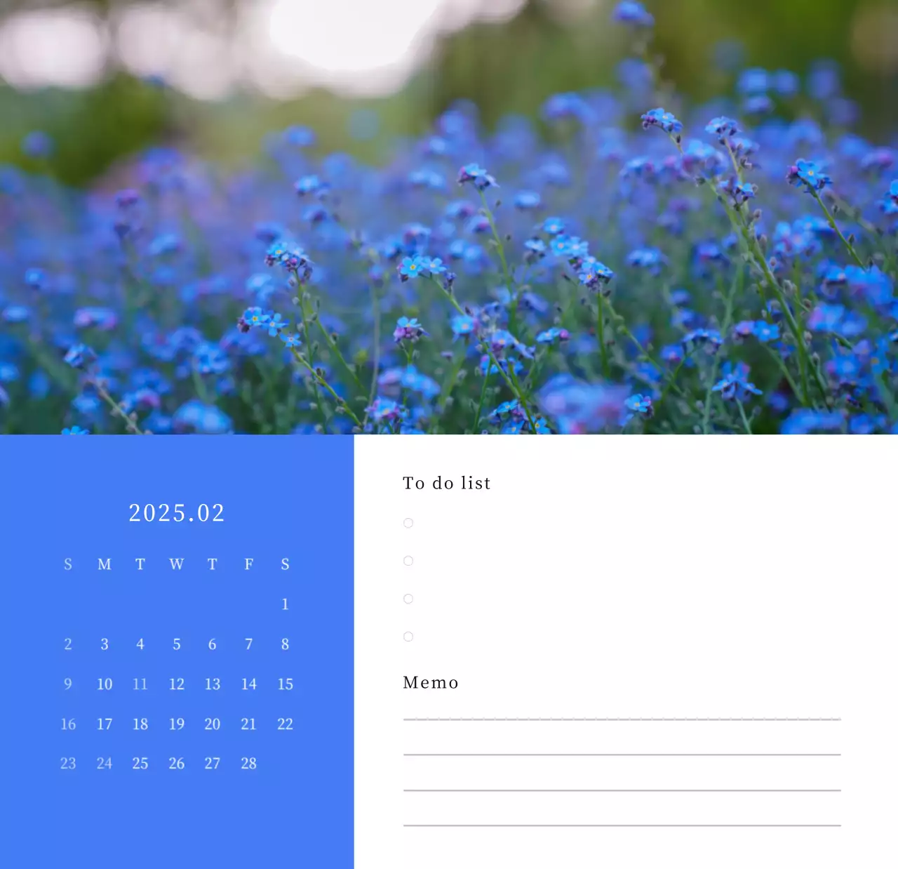 カラフルで美しい花のカレンダー