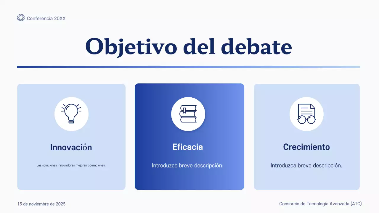 anuncio de la conferencia blue modern future