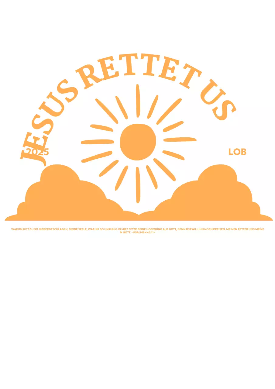 Förderung einer einfachen Kirche mit einer Illustration der über den Wolken aufgehenden Sonne