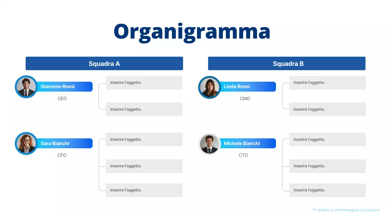 layout dell'organigramma semplice blu