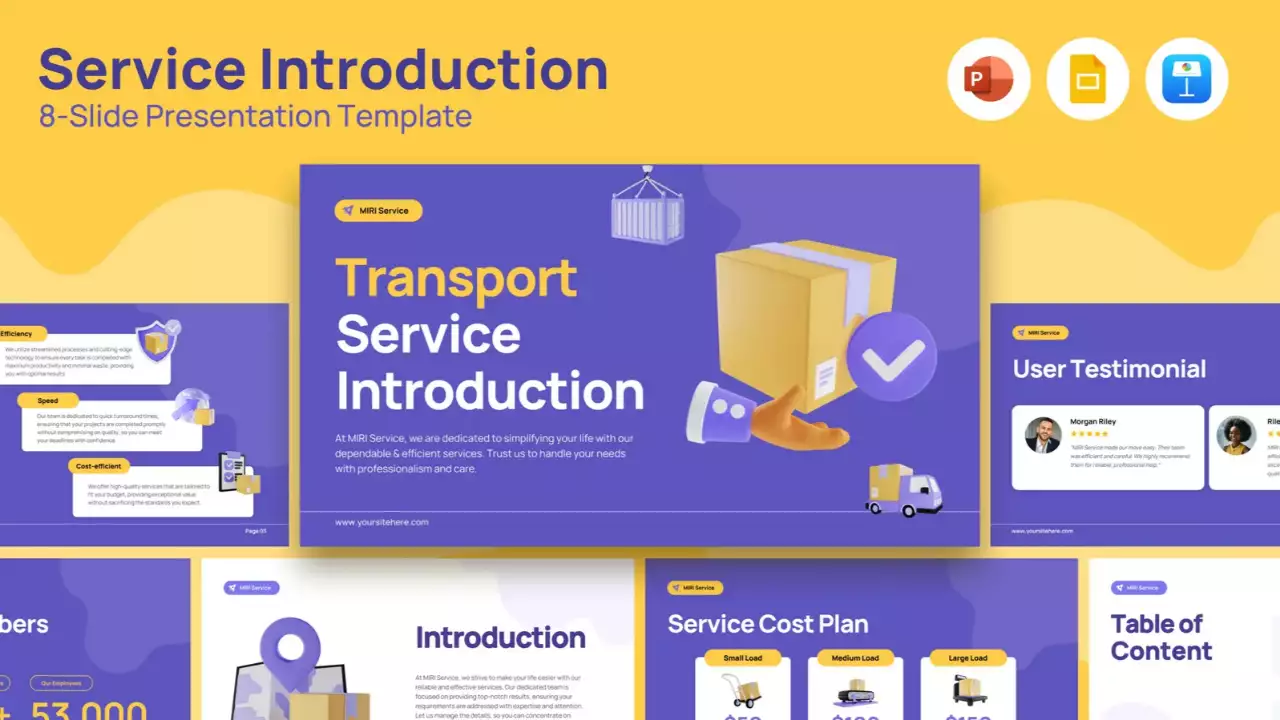 anúncio de transporte moderno púrpura