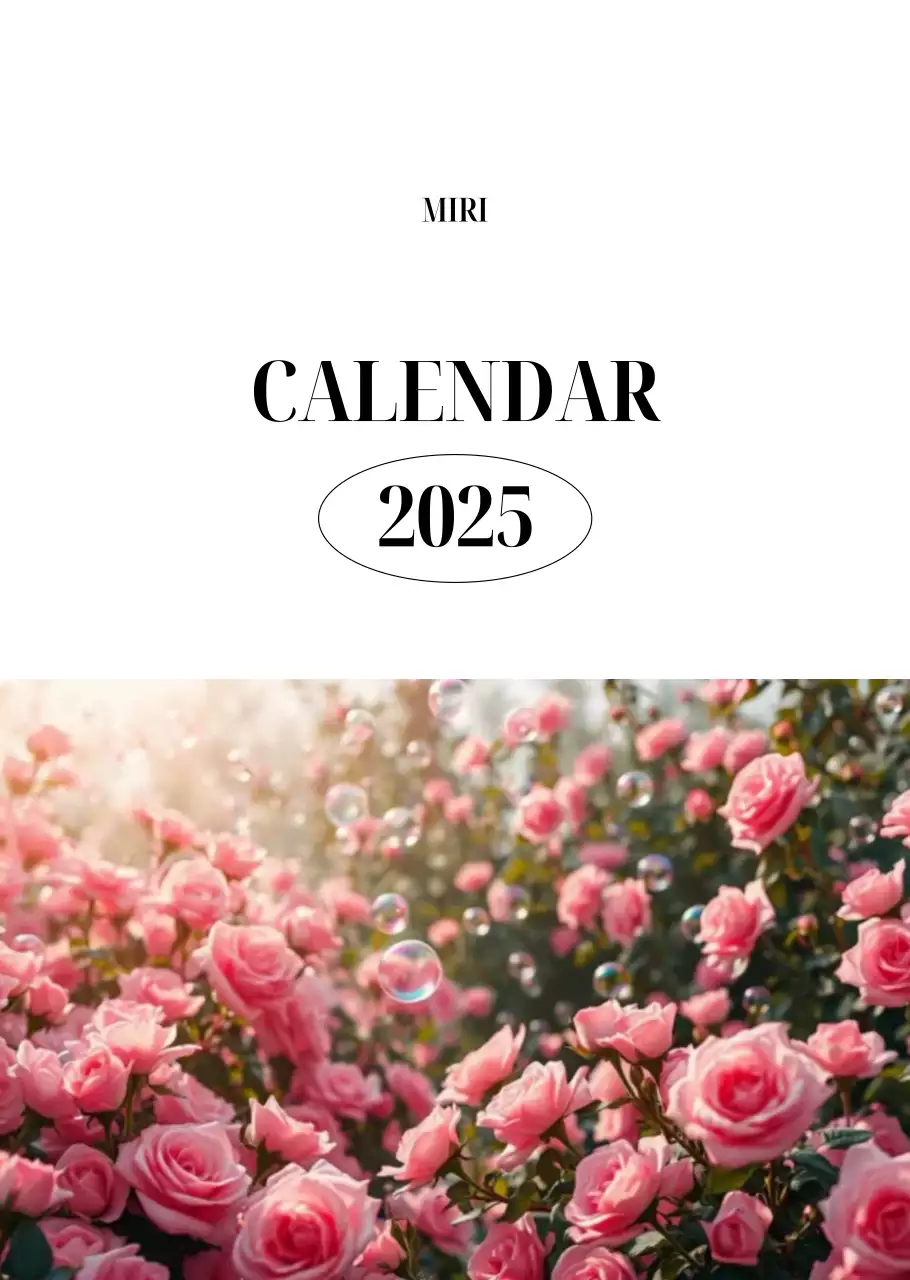 黒と白のシンプルな花写真2025年版カレンダー