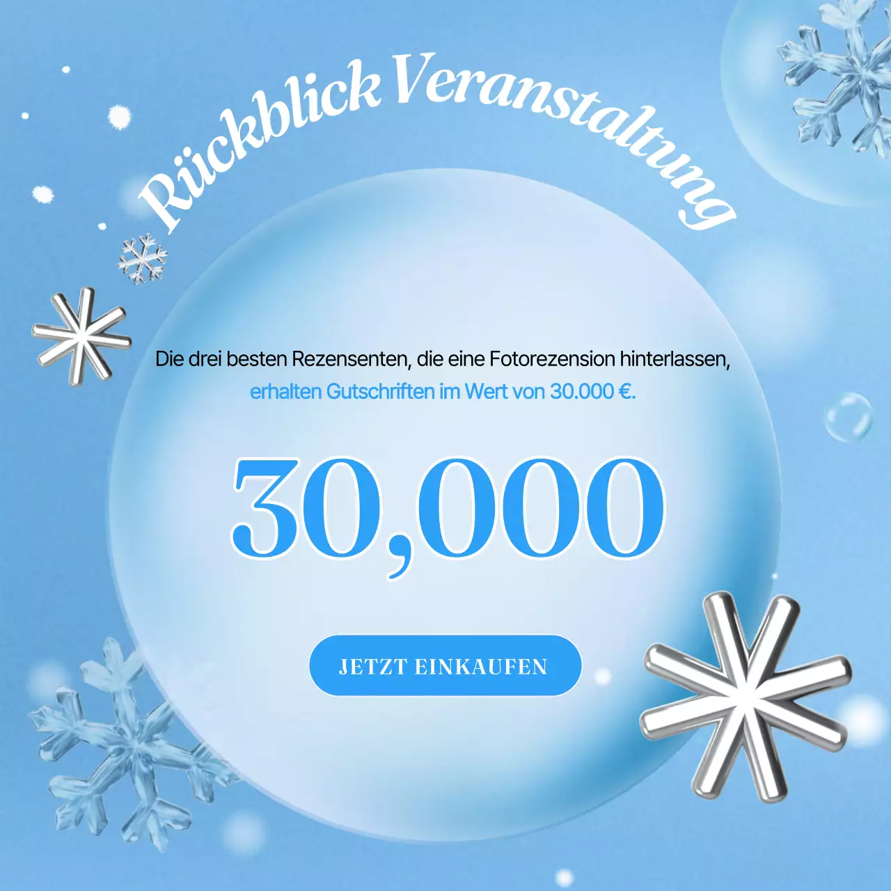Eine hellblaue, winterlich-schöne Markenwerbung