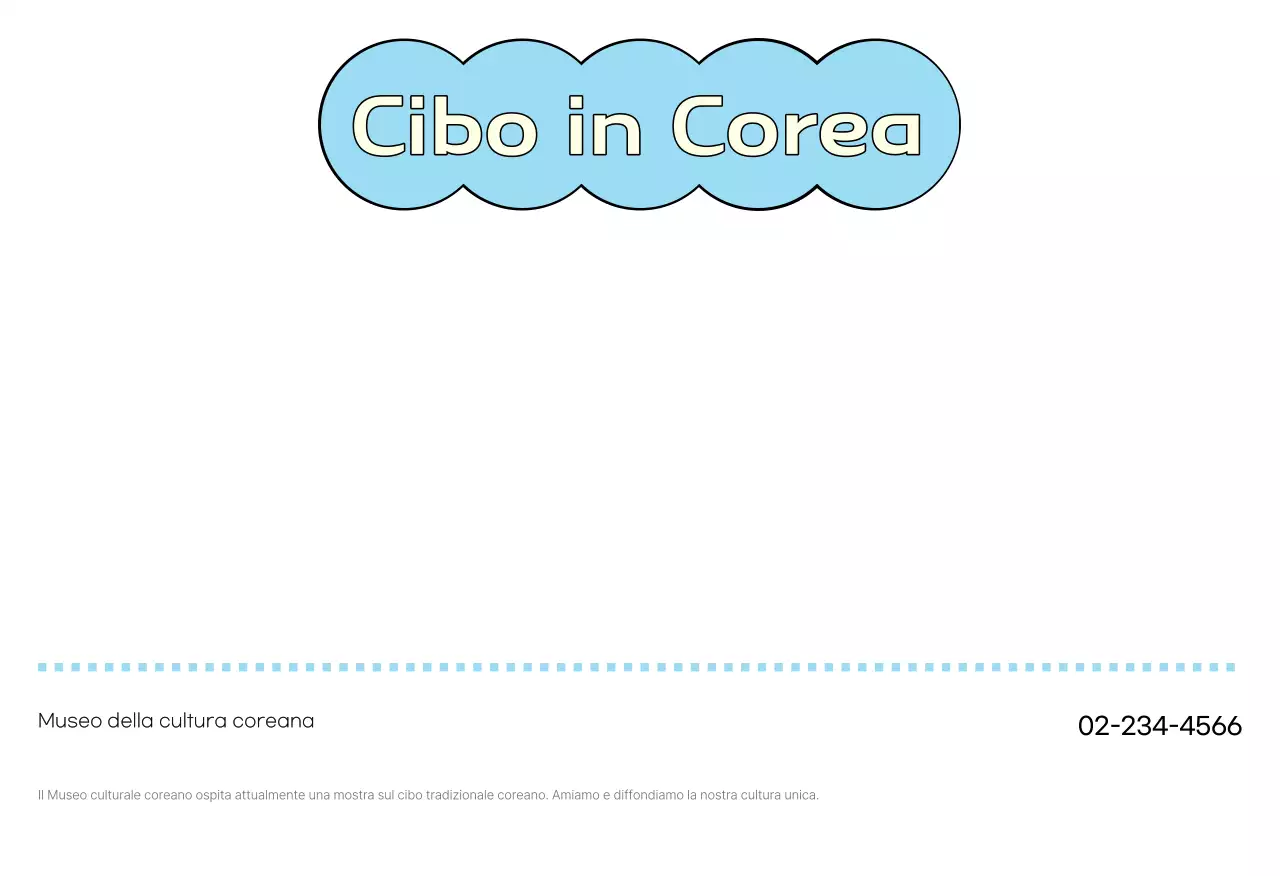Cartolina con cibo coreano tradizionale alla menta