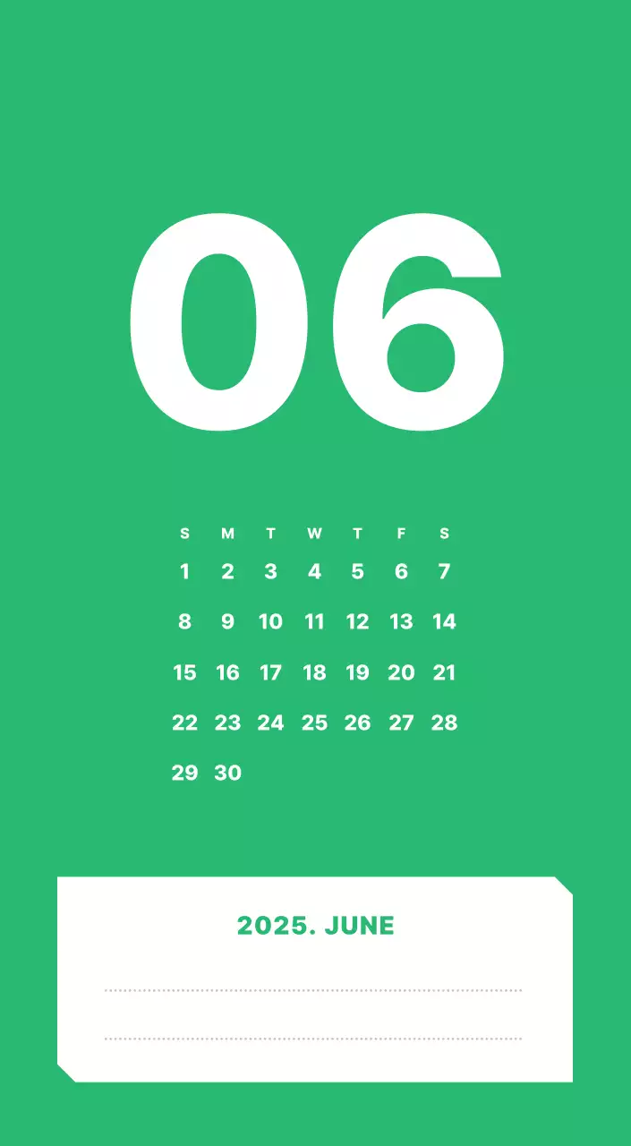 カラフルでシンプルな数字カレンダー