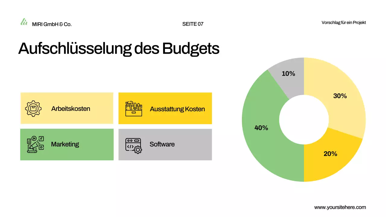 Präsentation eines grünen, modernen Projektvorschlags