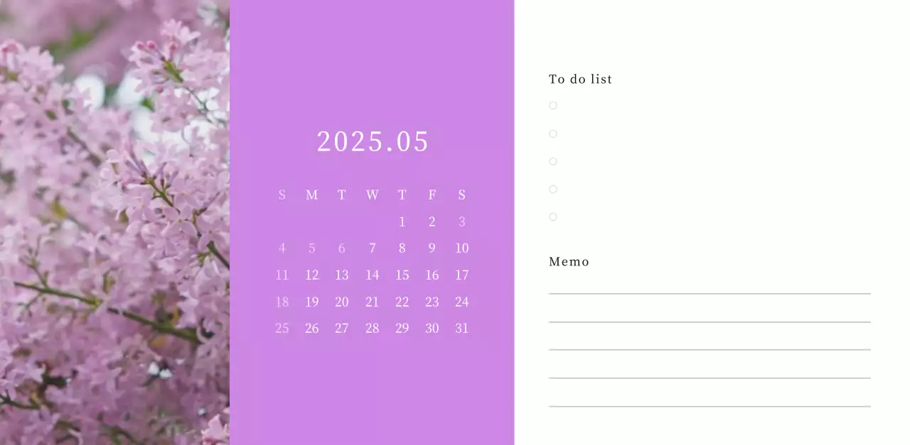 カラフルで美しい花のカレンダー