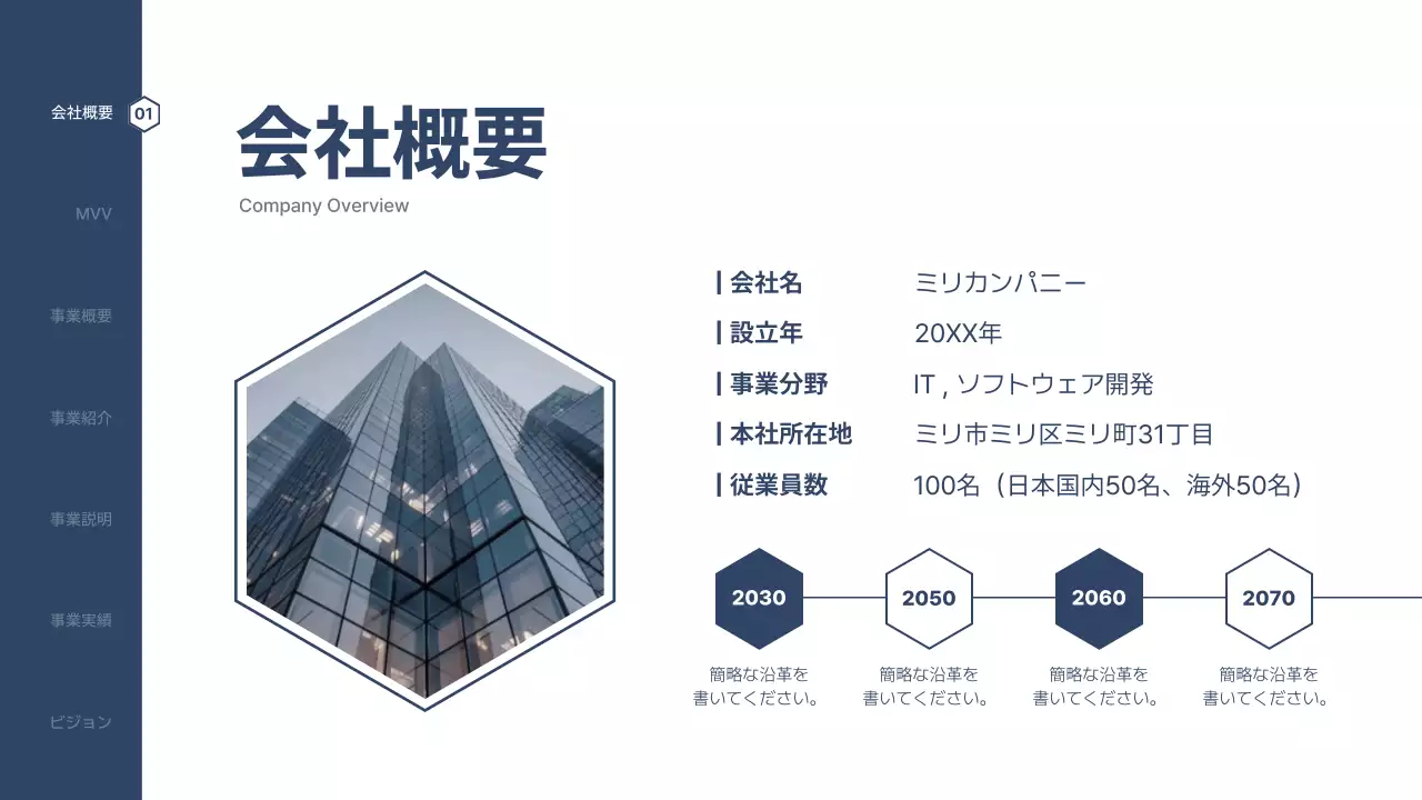 青 モダン 会社案内 プラン プレゼンテーション