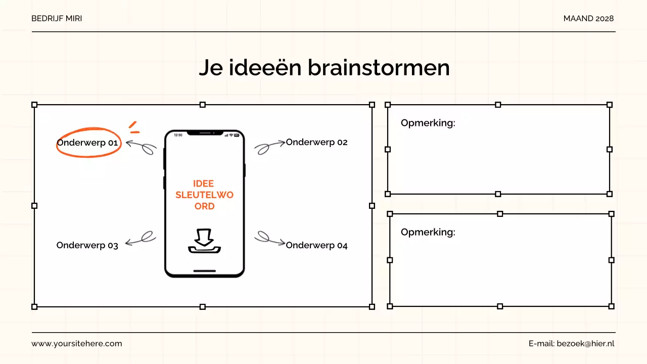 oranje moderne brainstormgids