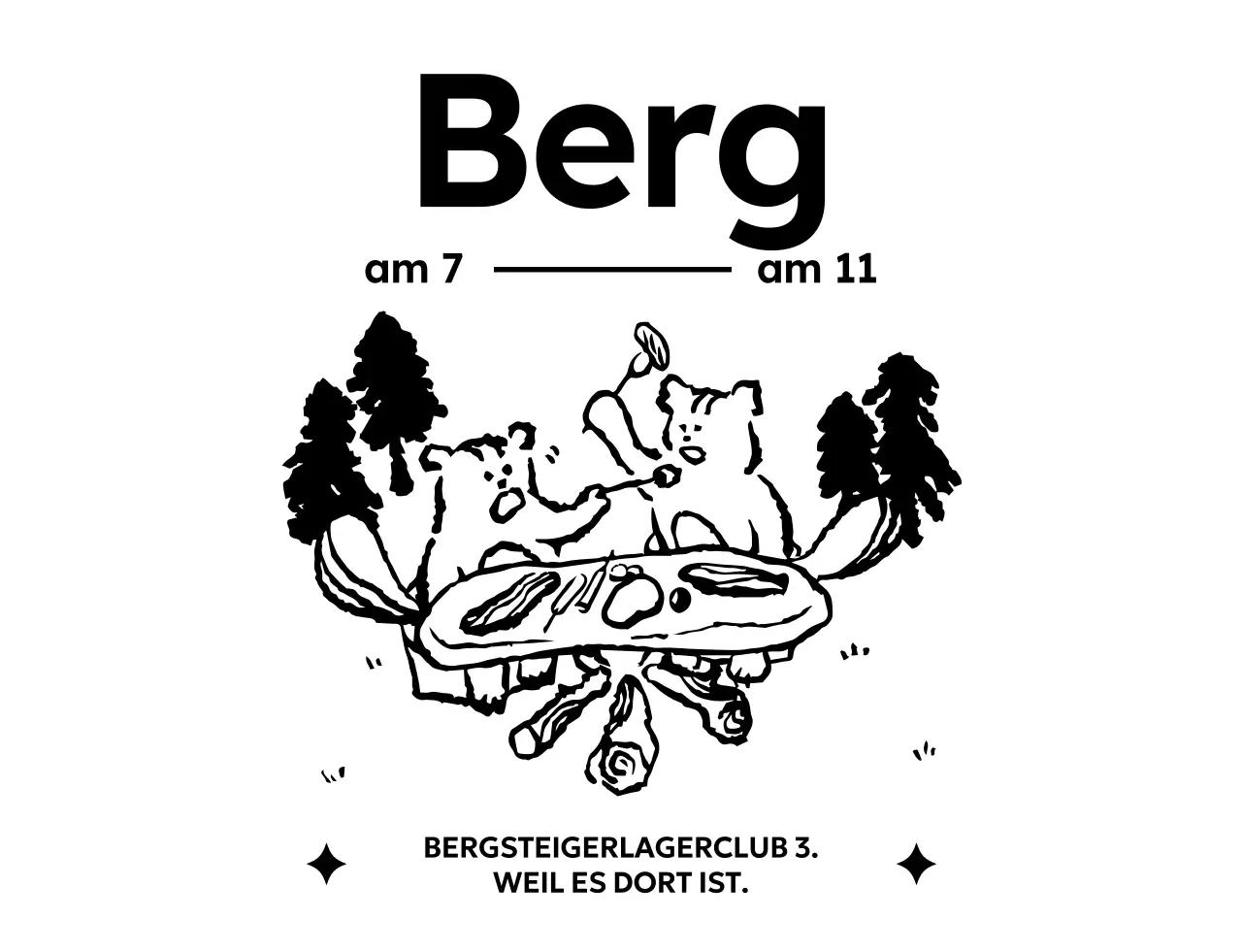 Werbung für einen Wanderverein mit einer Illustration eines Camping-Eichhörnchens