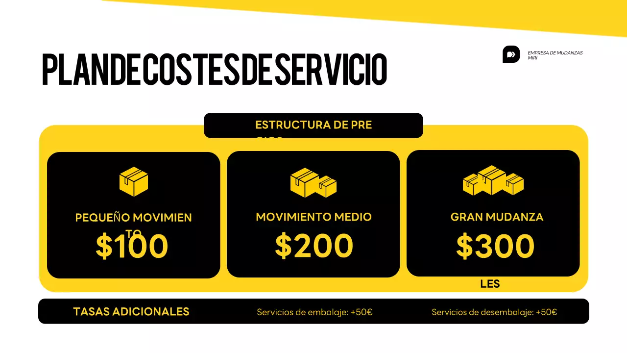 Presentación del servicio de mudanzas Yellow and White